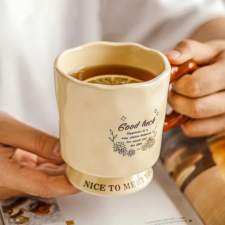 Creamy Floral Ceramic Mug