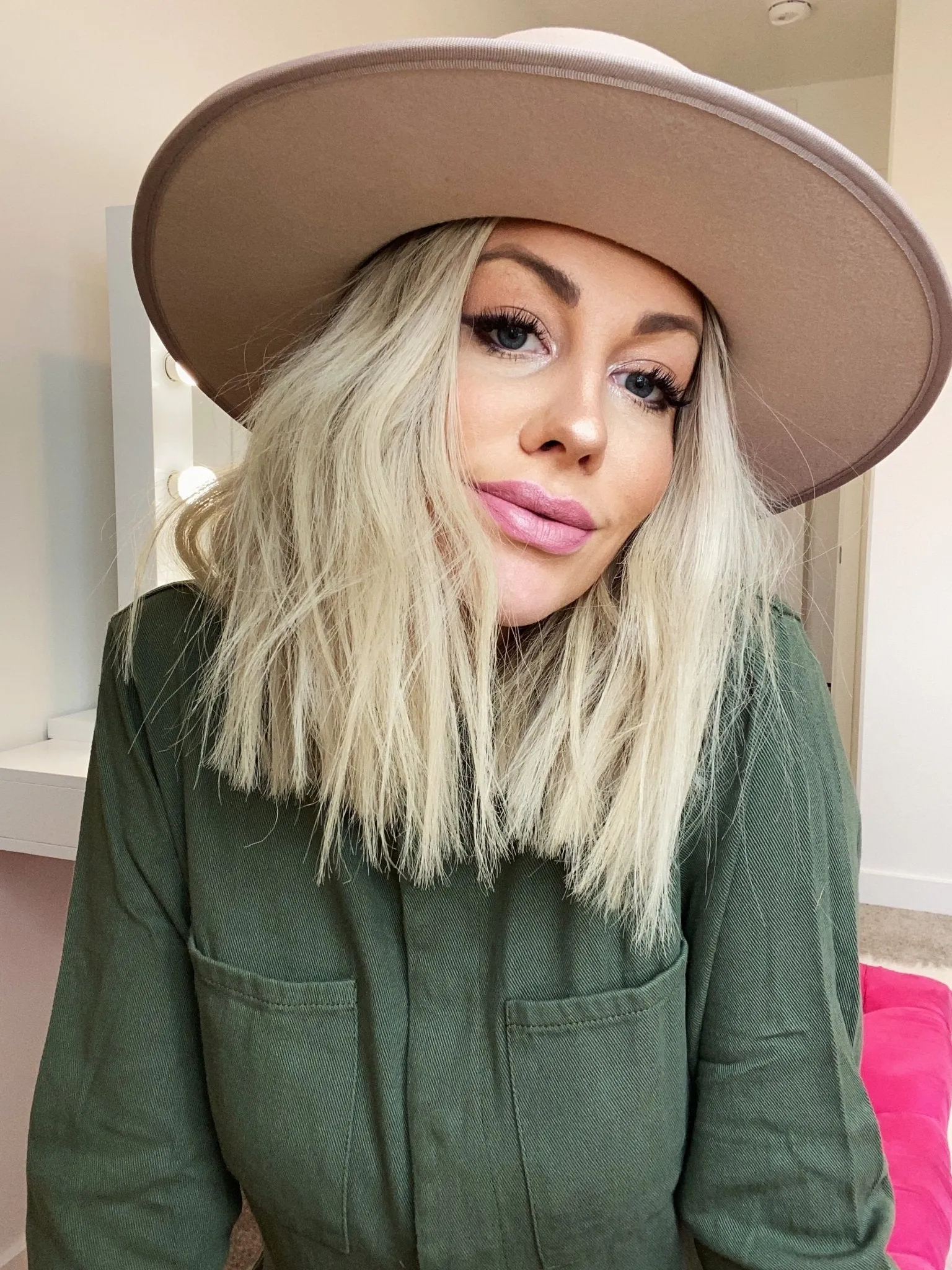 Lola Stiff Brim Hat in Blush