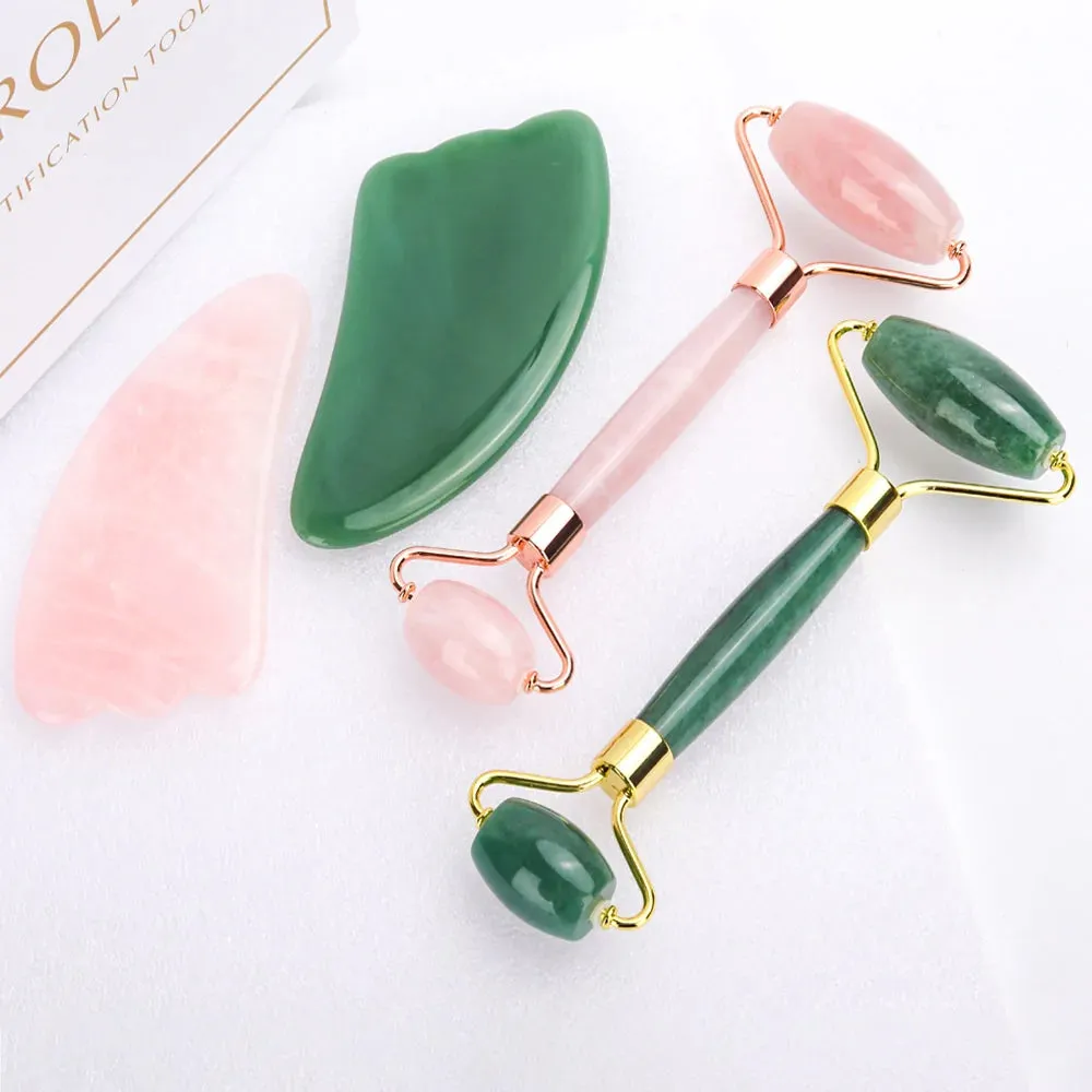 Rose Quartz and Jade Roller Slimming Face Massager