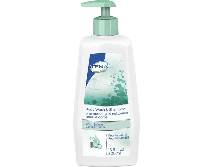 Tena 64363 Body Wash & Shampoo, Scented, Pump Bottle, 500ml